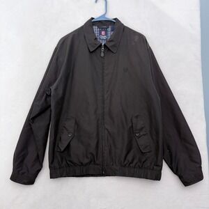 Chaps Harrington Jacket Mens M Black Full Zip Bomber Flannel Line